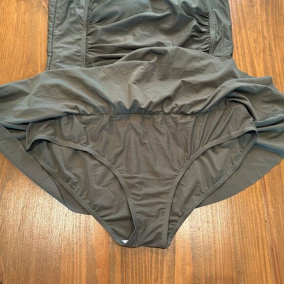 NWOT Womens Vintage Ruched Padded Tummy Control One Piece Swimsuits Swimdress XL - Picture 6 of 14